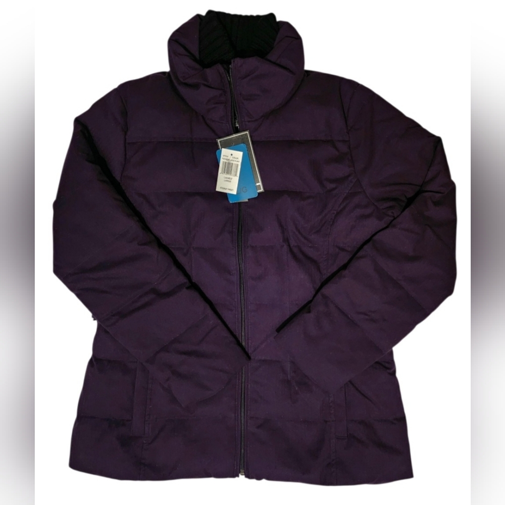 Weatherproof Women's Feather Down Filled Eggplant Purple Puffer Coat Size Large